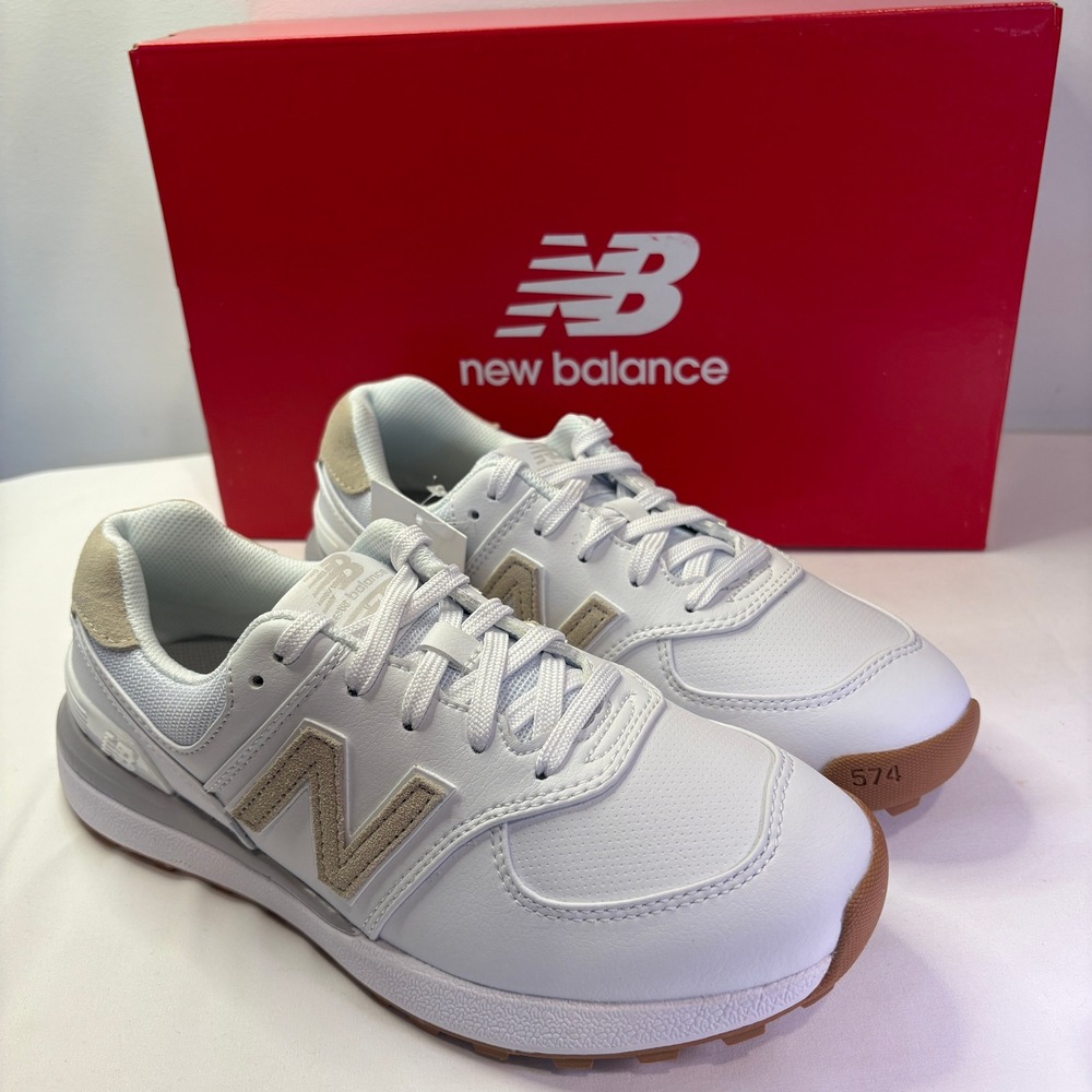 New Balance White and Tan Athletic/golf Shoes